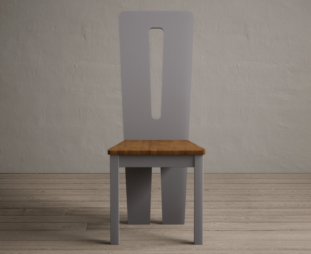 Product photograph of Lucca Light Grey Dining Chairs With Rustic Oak Seat Pad from Oak Furniture Superstore