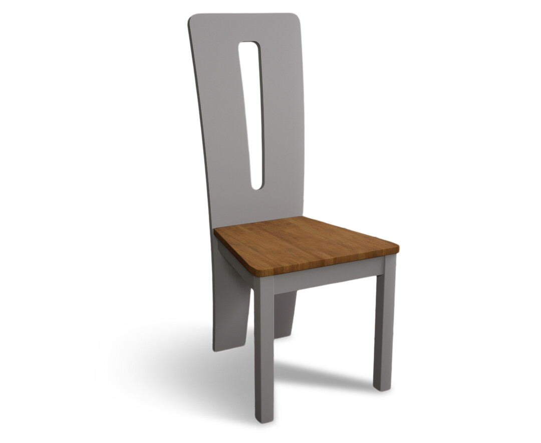 Photo 3 of Lucca light grey dining chairs with rustic oak seat pad