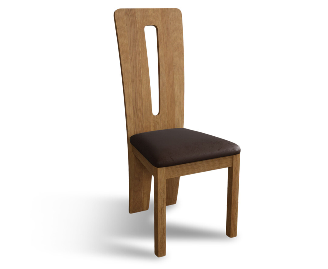 Photo 3 of Lucca solid oak dining chairs with brown suede seat pad
