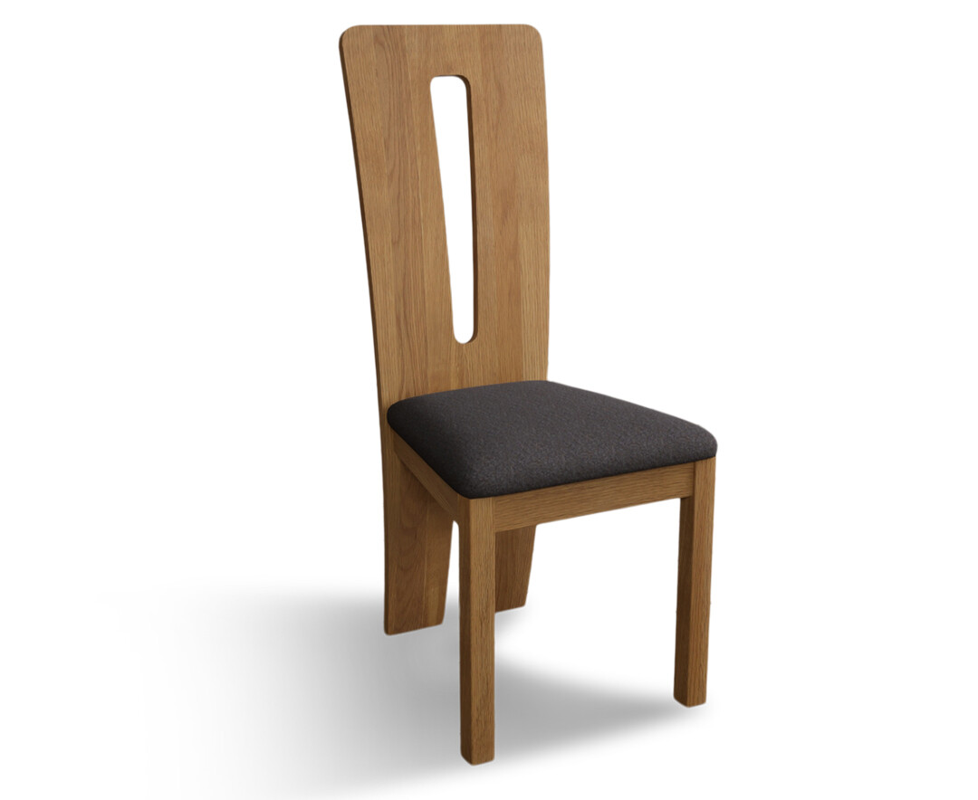 Photo 3 of Lucca solid oak dining chairs with charcoal grey fabric seat pad