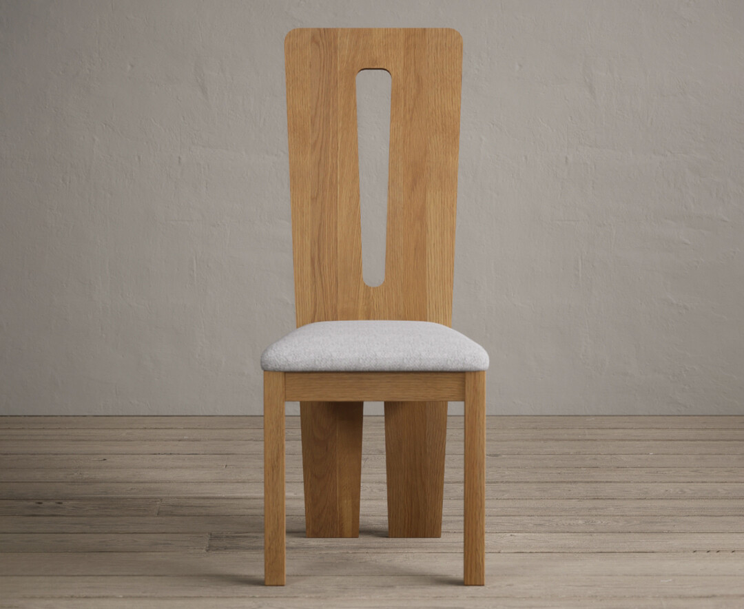 Product photograph of Lucca Solid Oak Dining Chairs With Light Grey Fabric Seat Pad from Oak Furniture Superstore