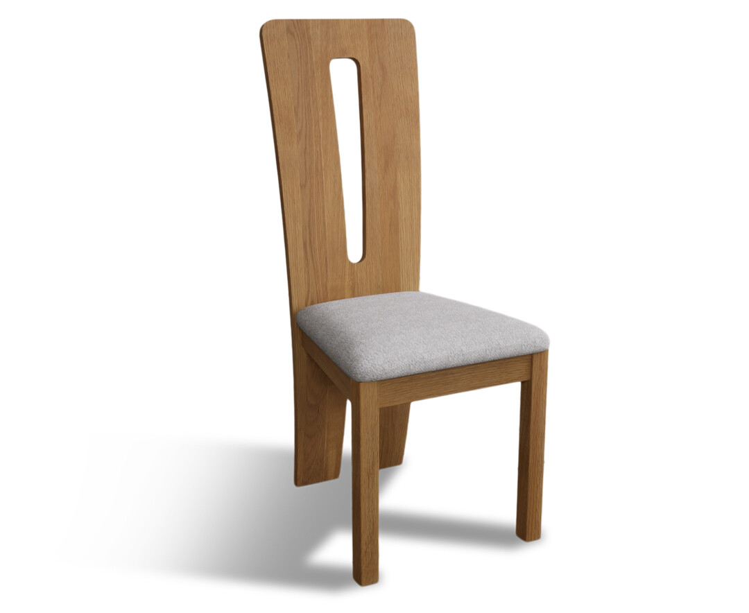 Photo 3 of Lucca solid oak dining chairs with light grey fabric seat pad