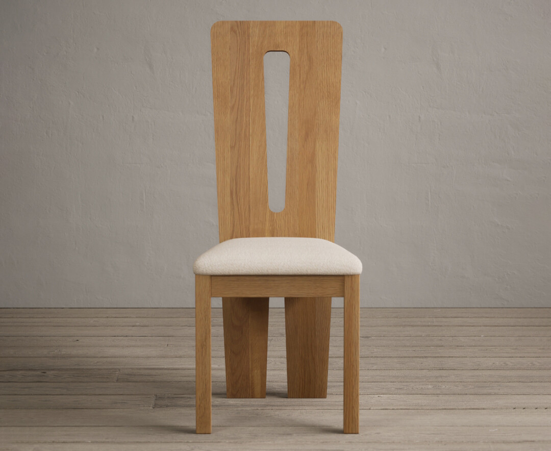 Lucca Solid Oak Dining Chairs With Linen Fabric Seat Pad