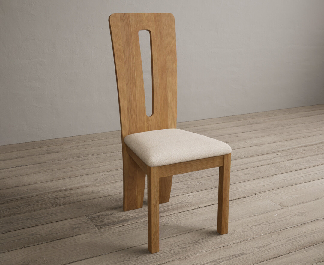 Photo 1 of Lucca solid oak dining chairs with linen fabric seat pad