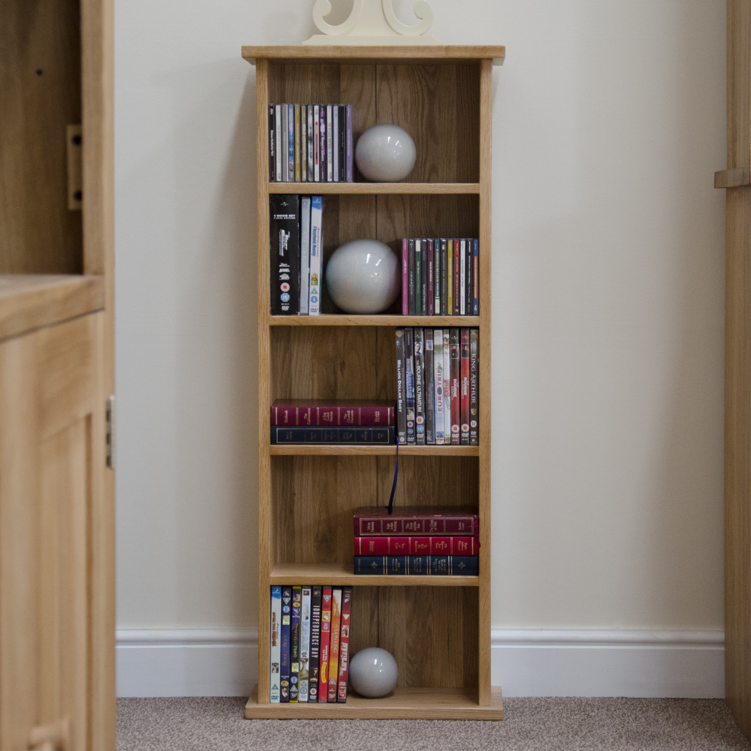 Marseille Solid Oak Cd Dvd Storage Tower Small Bookcase