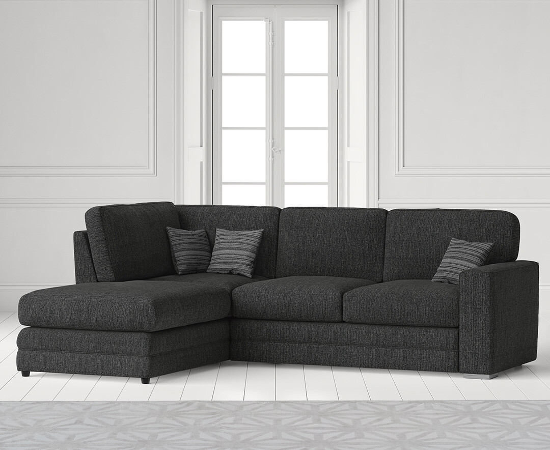 Product photograph of Madden Charcoal Grey Fabric Left Hand Facing Corner Sofa from Oak Furniture Superstore.