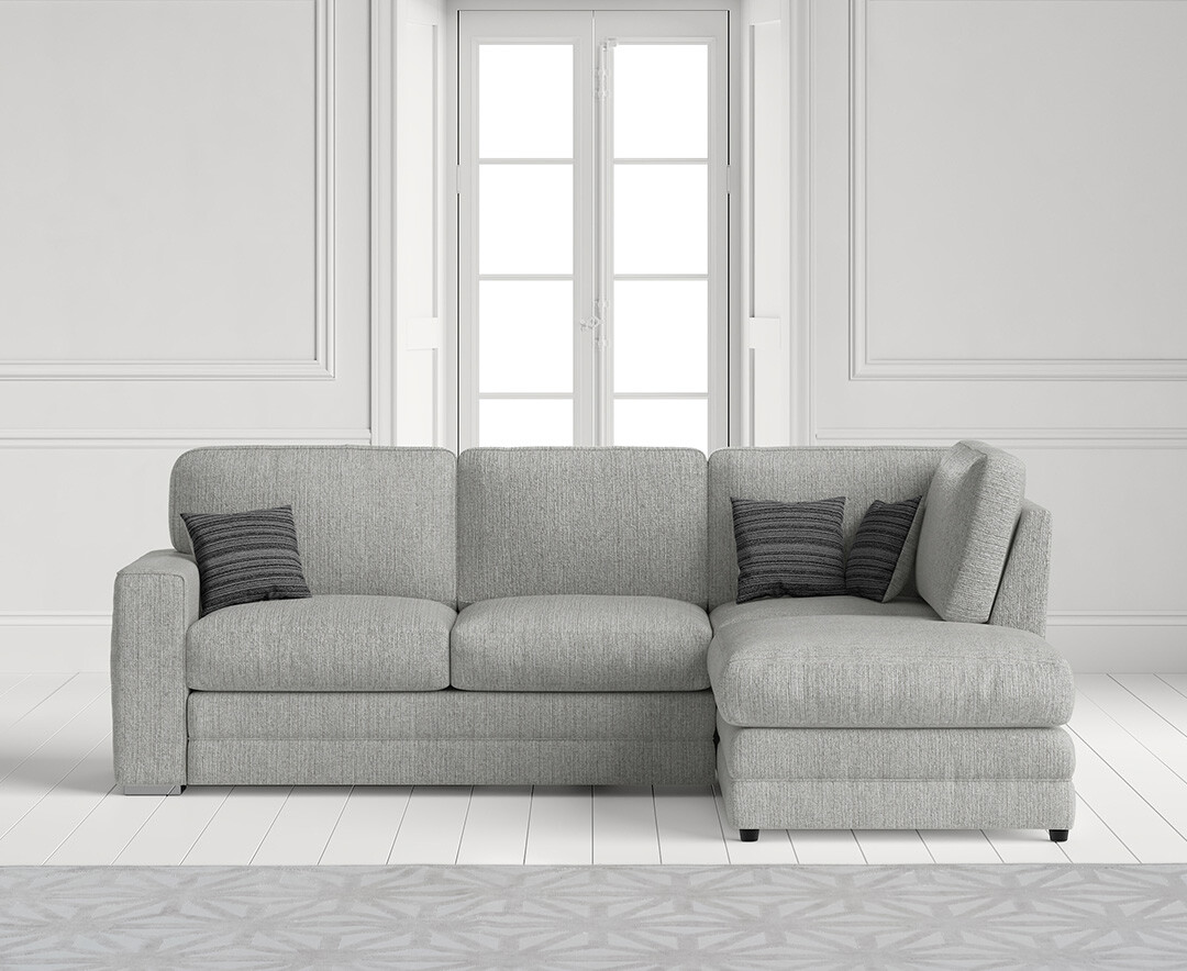 Product photograph of Madden Light Grey Fabric Right Hand Facing Corner Sofa from Oak Furniture Superstore