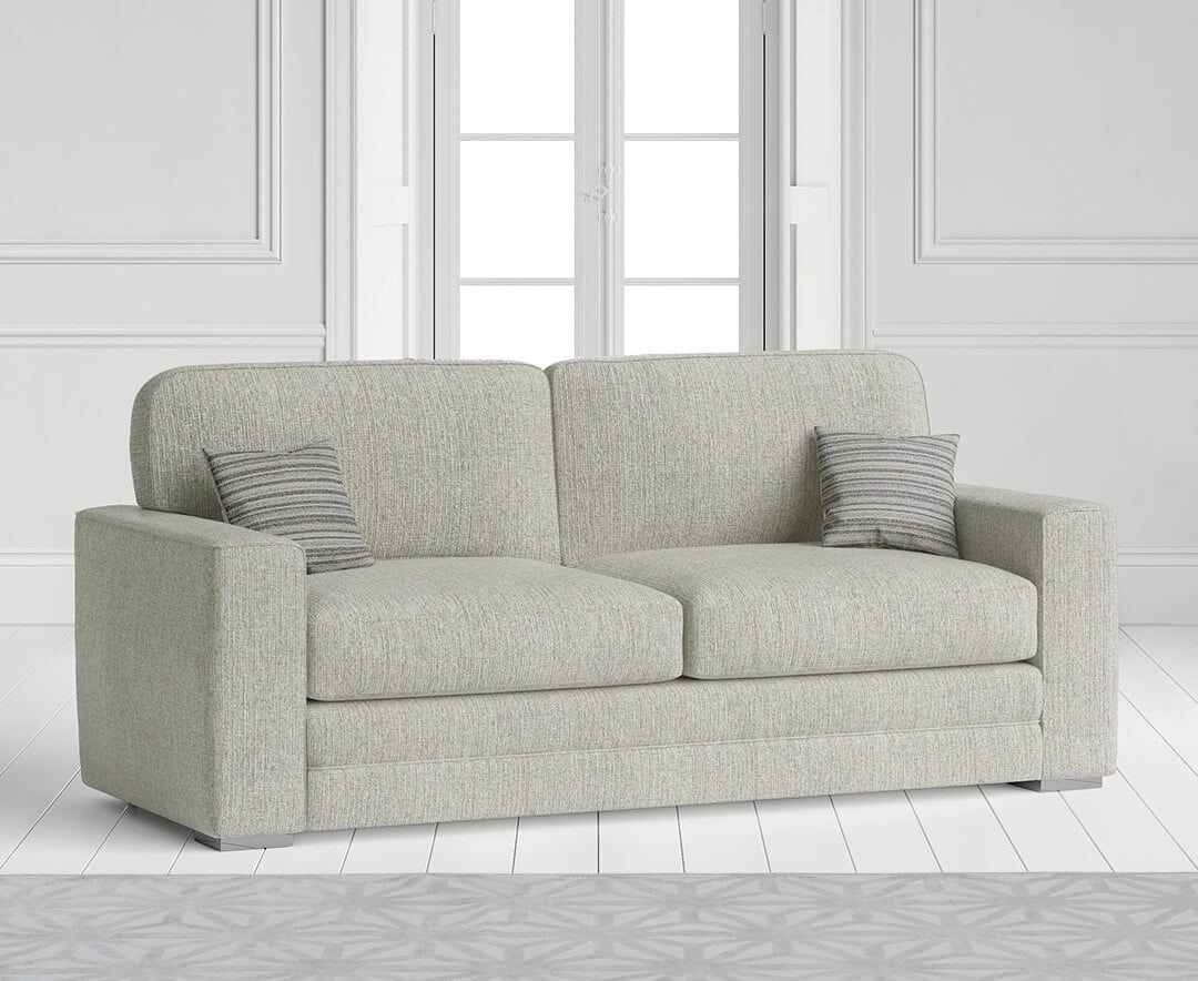Product photograph of Madden Ivory Fabric Three Seater Sofa from Oak Furniture Superstore