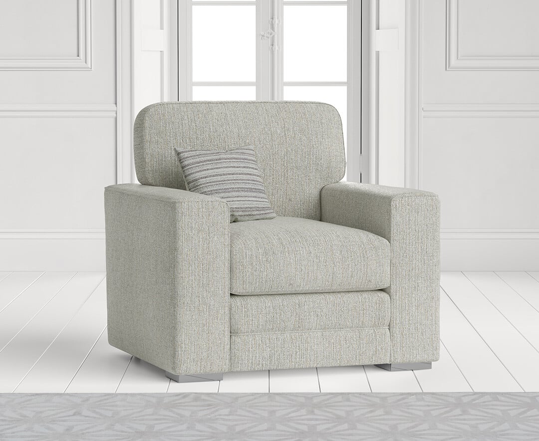 Product photograph of Madden Ivory Fabric Armchair from Oak Furniture Superstore