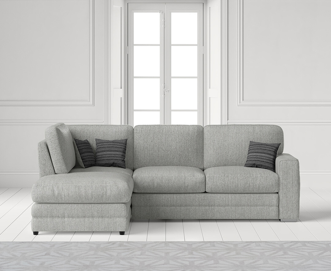 Product photograph of Madden Light Grey Fabric Left Hand Facing Corner Sofa from Oak Furniture Superstore