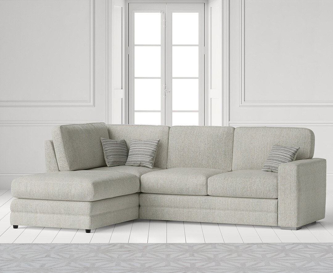 Product photograph of Madden Cream Fabric Left Hand Facing Corner Sofa from Oak Furniture Superstore.