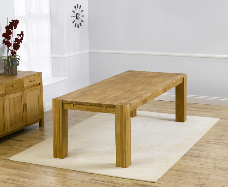 Photo 1 of Sheringham 240cm solid oak dining table with 8 natural beatrix fabric chairs