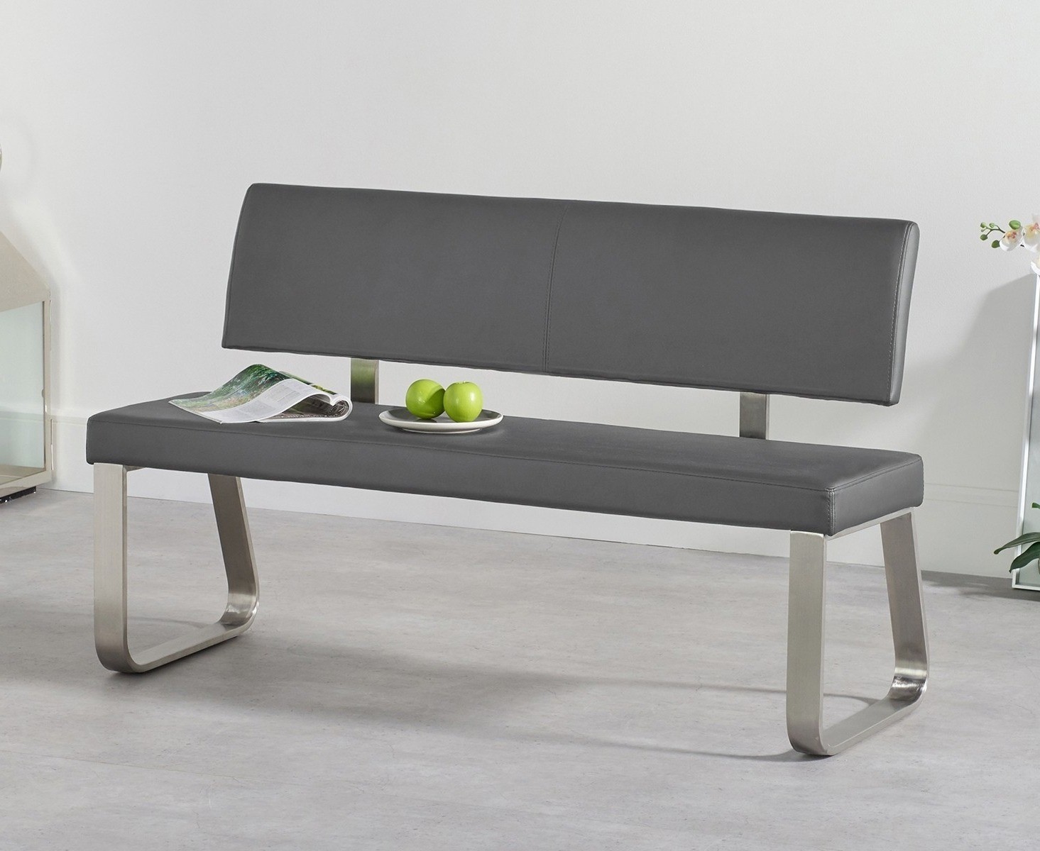 Product photograph of Austin Medium Grey Bench from Oak Furniture Superstore