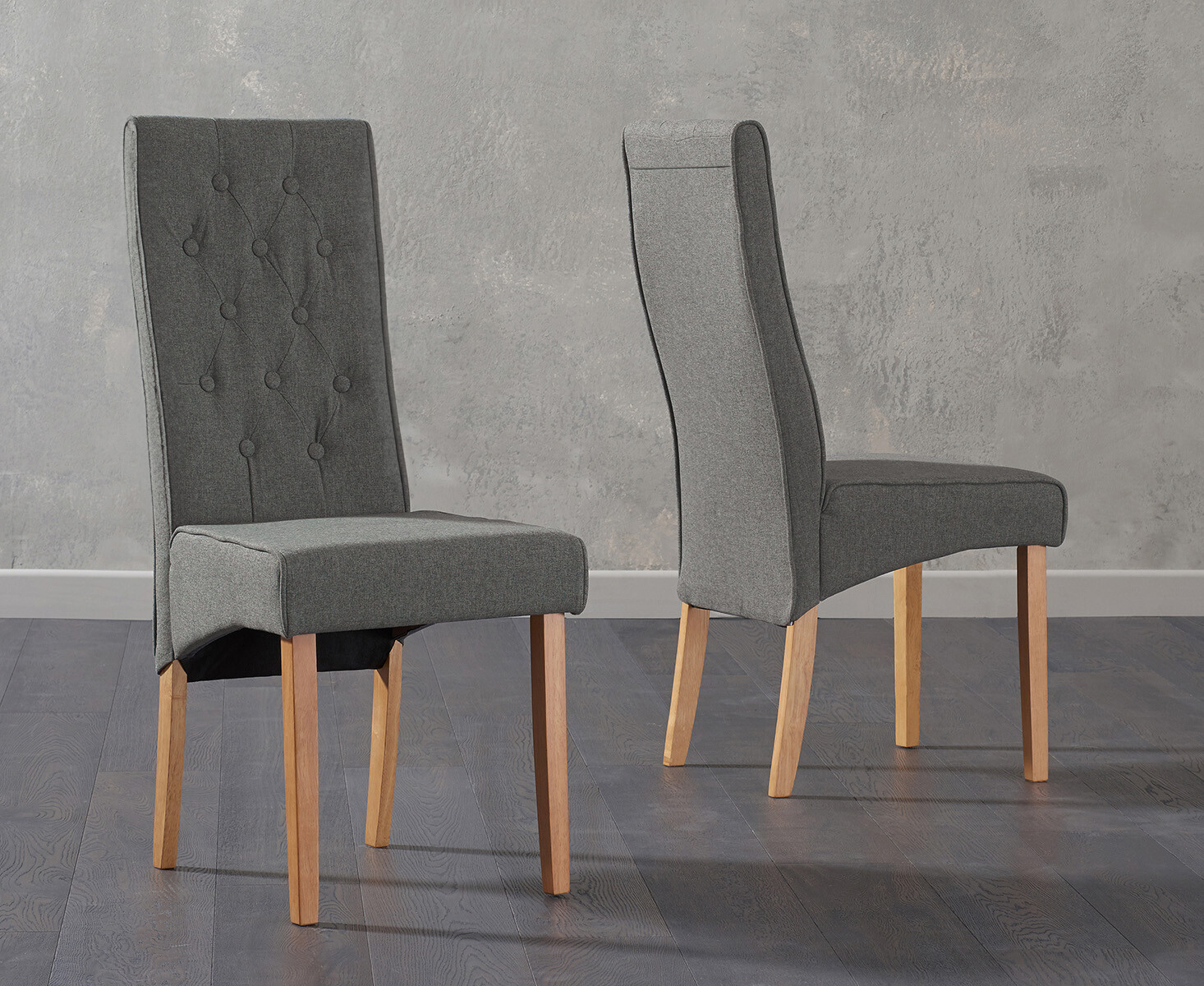 Product photograph of Maya Grey Fabric Dining Chairs from Oak Furniture Superstore
