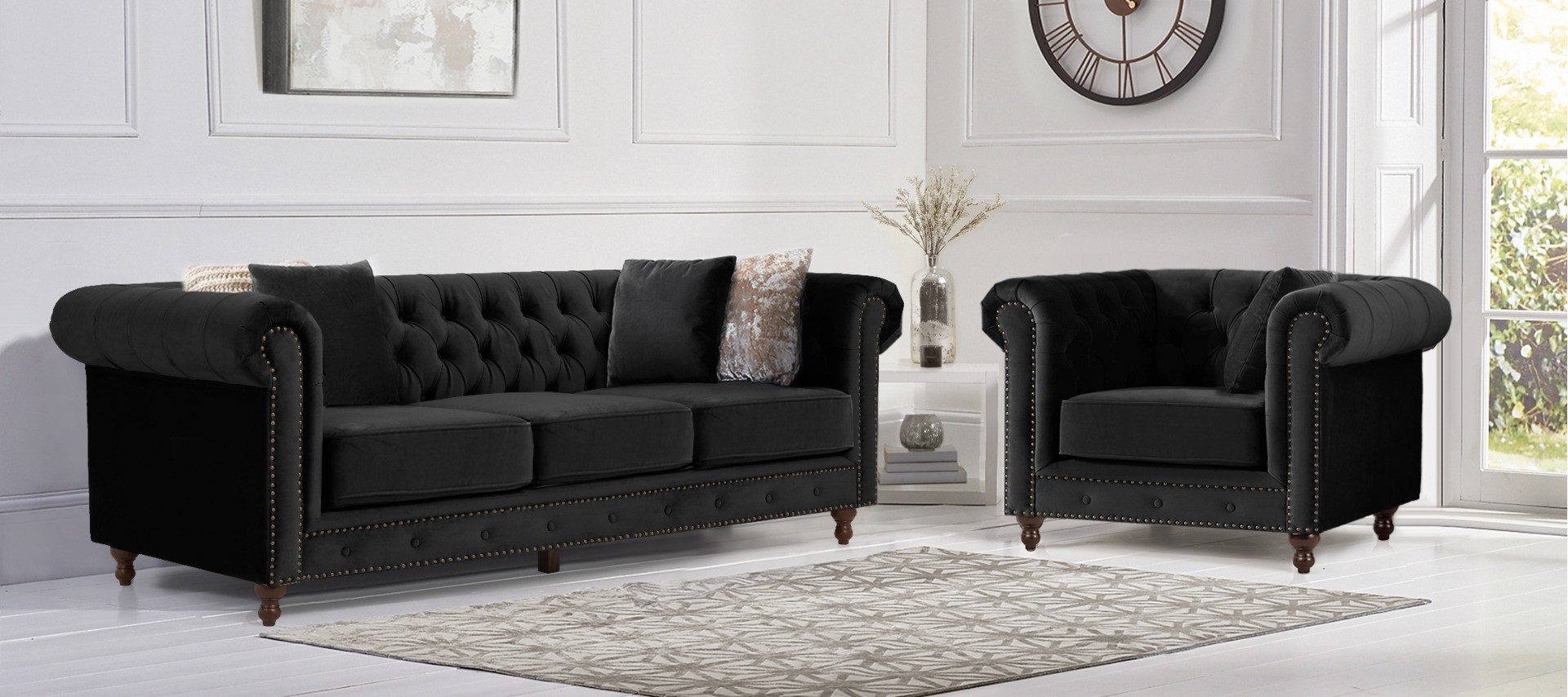 Photo 3 of Westminster chesterfield black velvet 2 seater sofa