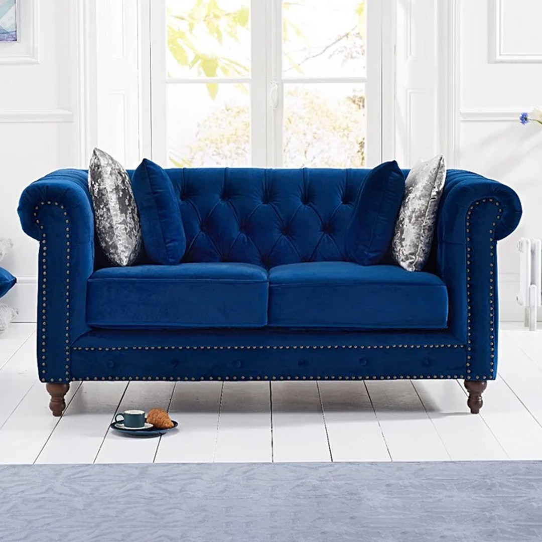 Photo 2 of Westminster chesterfield blue velvet 2 seater sofa