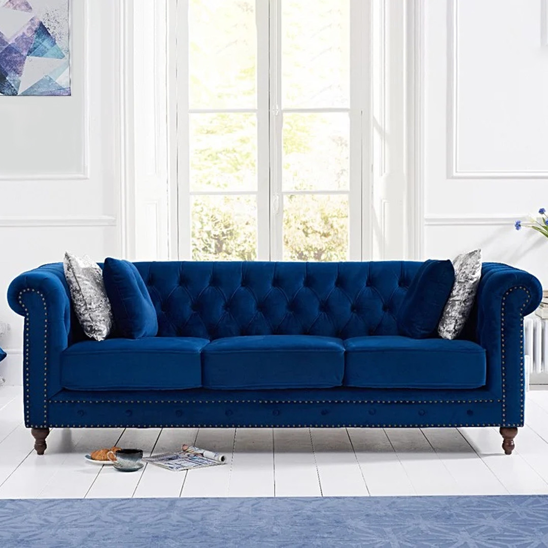 Photo 2 of Westminster chesterfield blue velvet 3 seater sofa