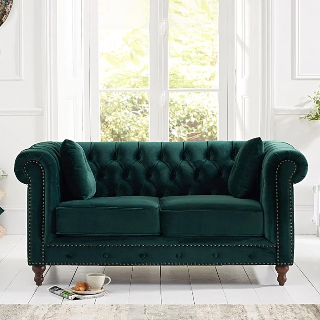 Photo 2 of Westminster chesterfield green velvet 2 seater sofa
