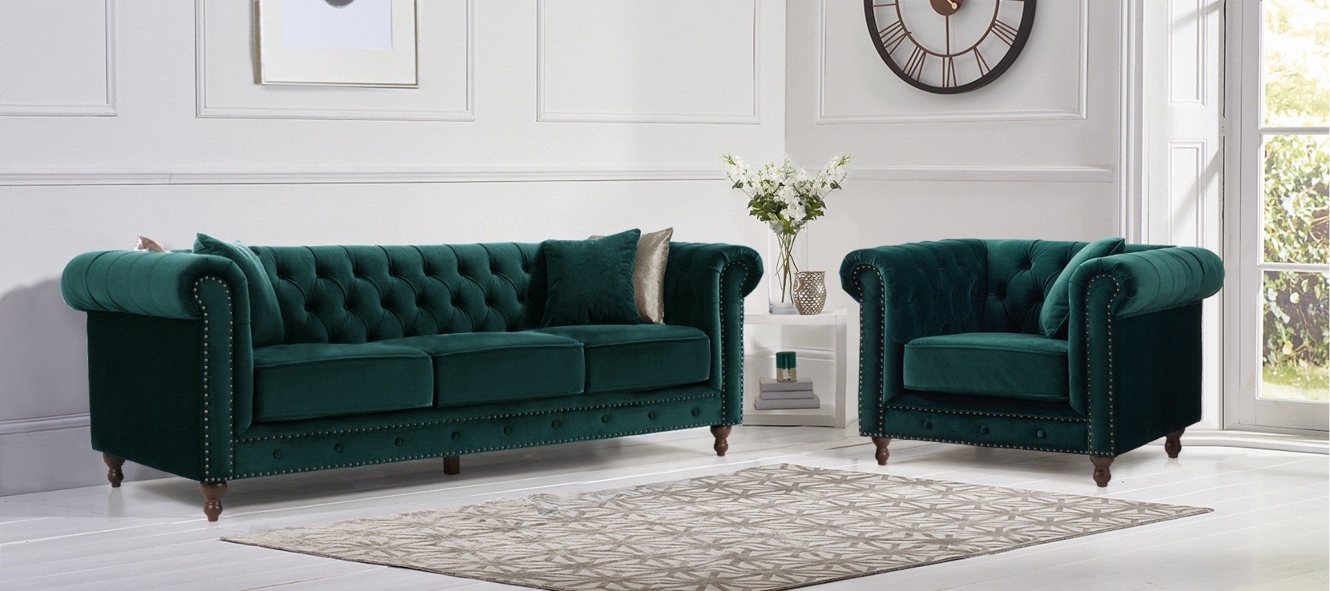 Photo 1 of Westminster chesterfield green velvet 3 seater sofa