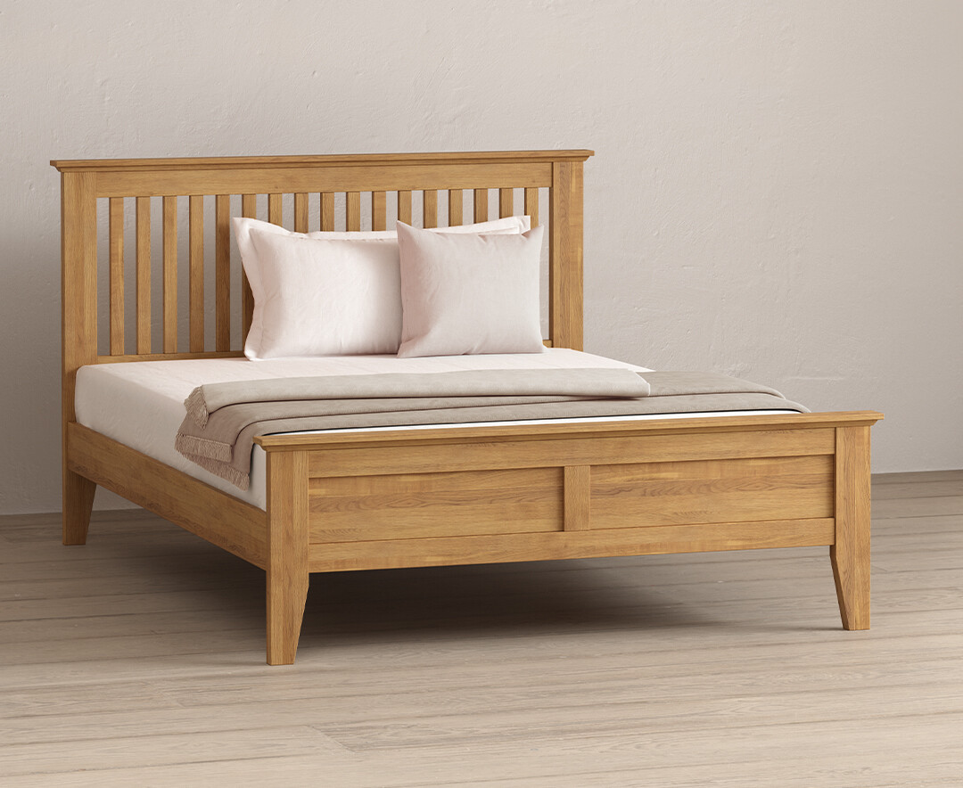 Product photograph of Tilt Solid Oak Kingsize Bed from Oak Furniture Superstore