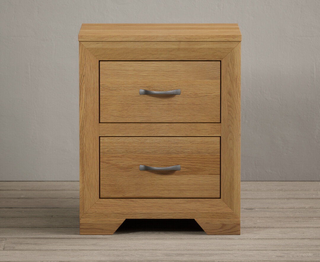 Mitre Solid Oak 2 Drawer Bedside Chest