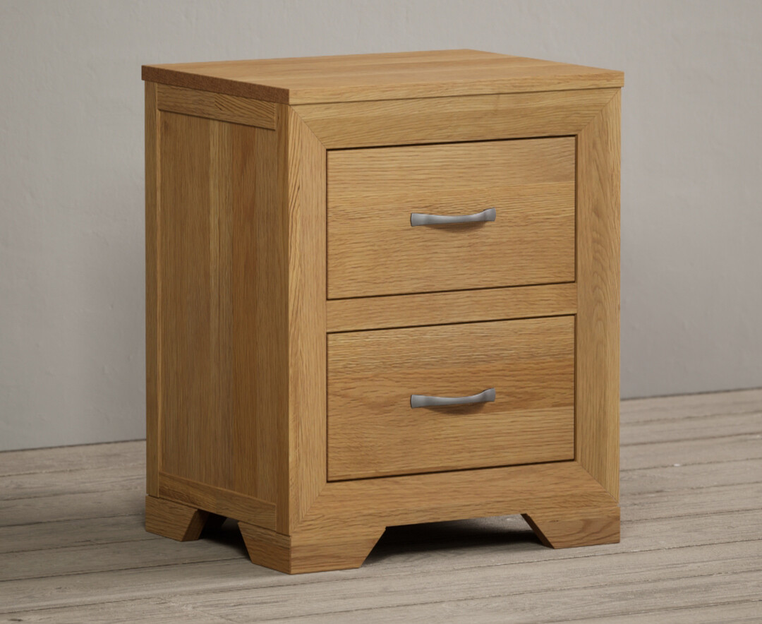 Photo 1 of Mitre solid oak 2 drawer bedside chest