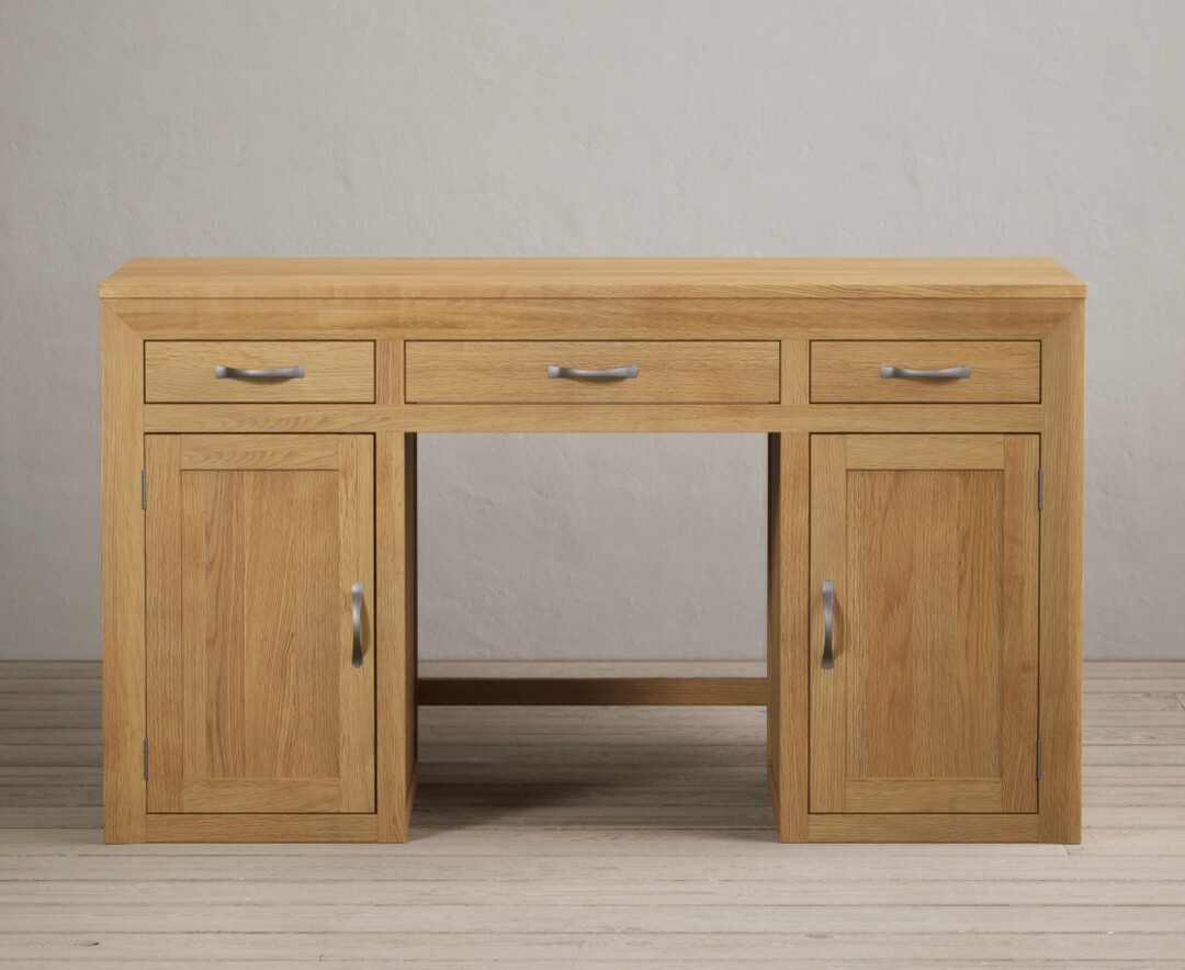 Product photograph of Mitre Solid Oak Large Computer Desk from Oak Furniture Superstore