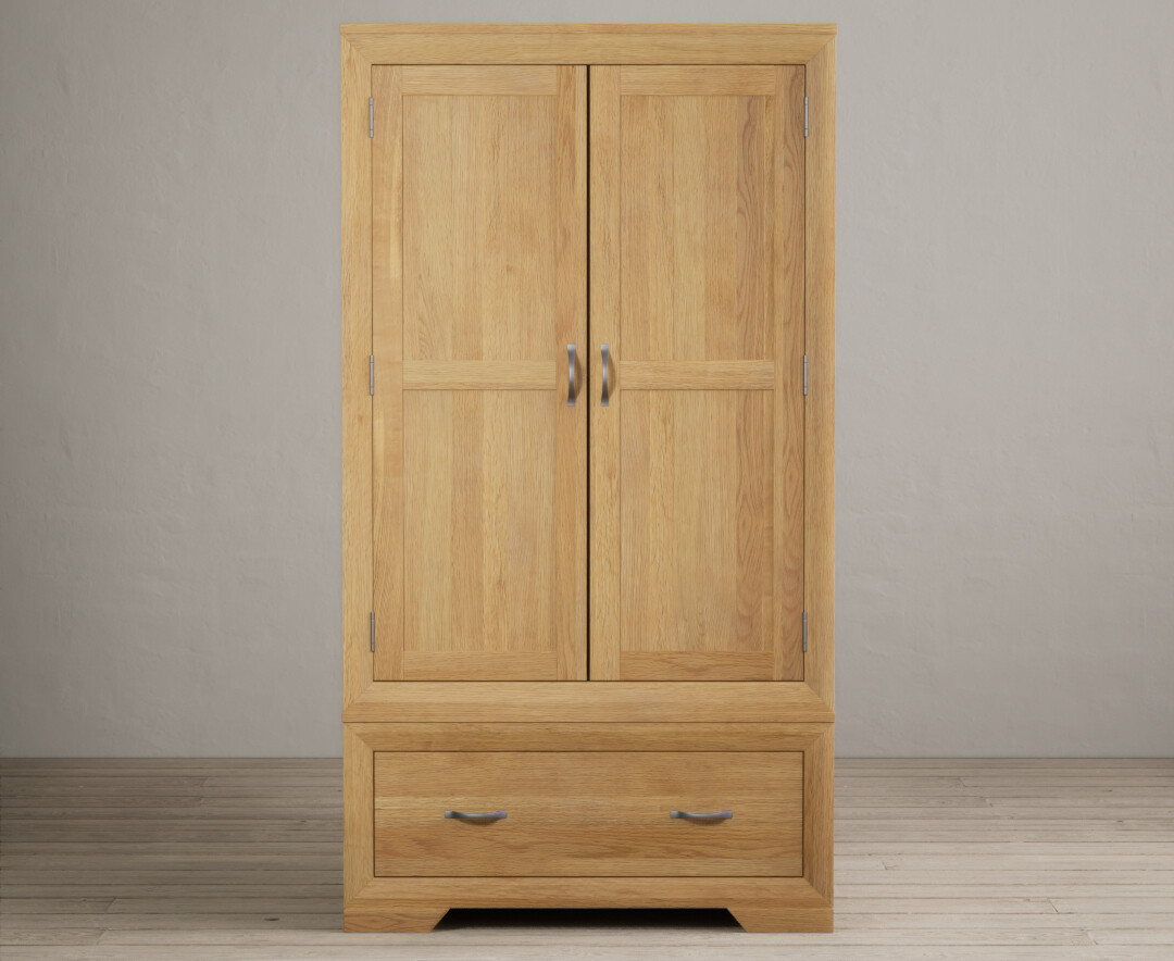 Product photograph of Tilt Solid Oak Double Wardrobe from Oak Furniture Superstore