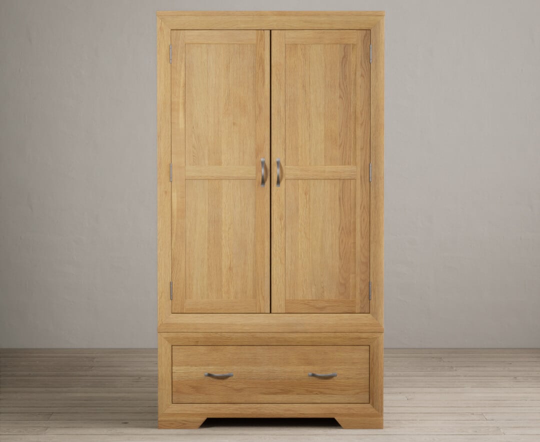 Product photograph of Tilt Solid Oak Double Wardrobe from Oak Furniture Superstore