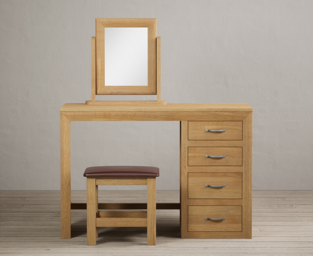 Product photograph of Mitre Solid Oak Dressing Table Set from Oak Furniture Superstore
