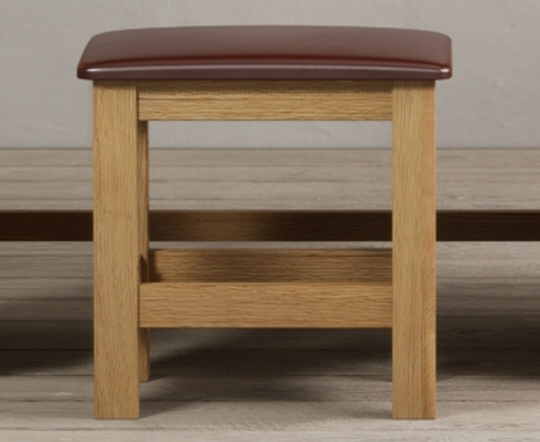 Product photograph of Mitre Solid Oak Dressing Table Stool from Oak Furniture Superstore