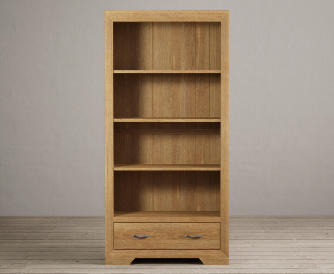 Product photograph of Mitre Solid Oak Tall Bookcase from Oak Furniture Superstore