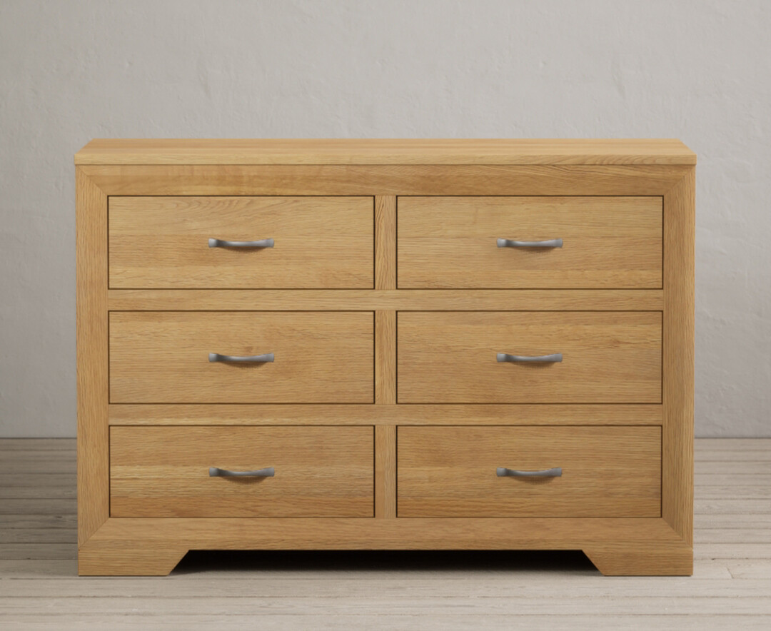 Product photograph of Mitre Solid Oak Wide Chest Of Drawers from Oak Furniture Superstore