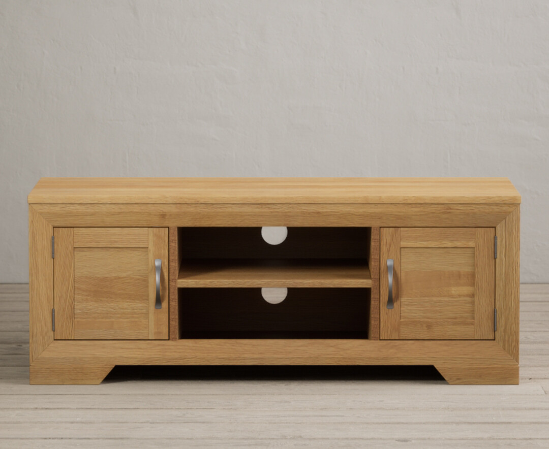 Product photograph of Mitre Solid Oak Super Wide Tv Cabinet from Oak Furniture Superstore