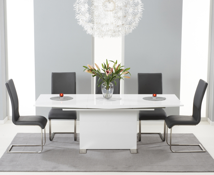 Modena 150cm White High Gloss Extending, High Gloss Dining Table Set