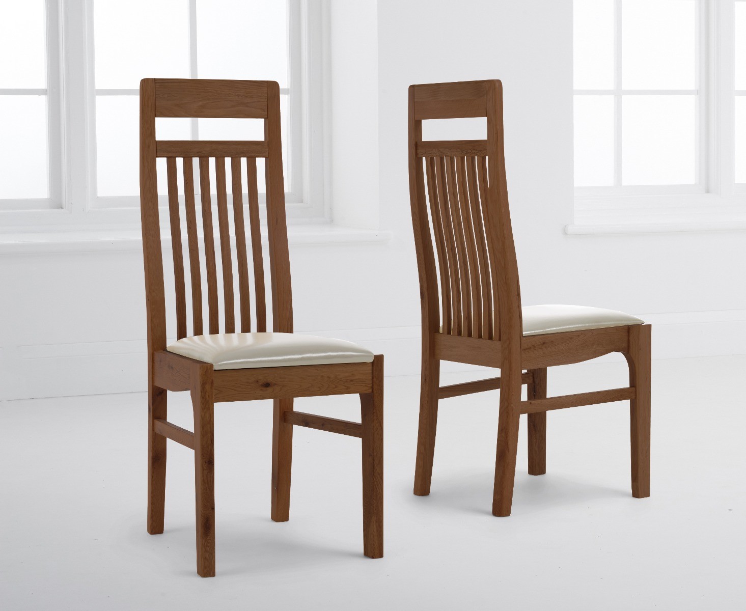 Monaco Dark Solid Oak And Cream Dining Chairs