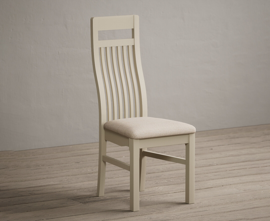 Product photograph of Monroe Cream Painted Dining Chairs With Linen Fabric Seat Pad from Oak Furniture Superstore.