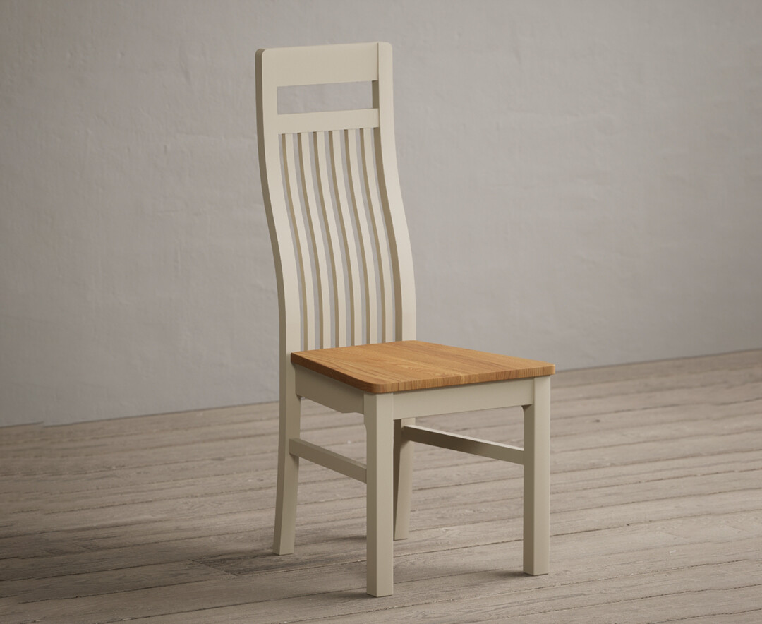 Product photograph of Monroe Cream Painted Dining Chairs With Oak Seat Pad from Oak Furniture Superstore.