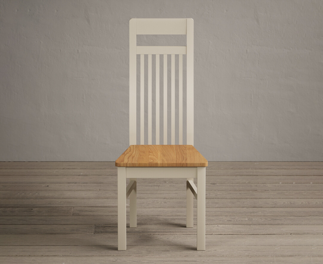 Monroe Cream Painted Dining Chairs With Oak Seat Pad