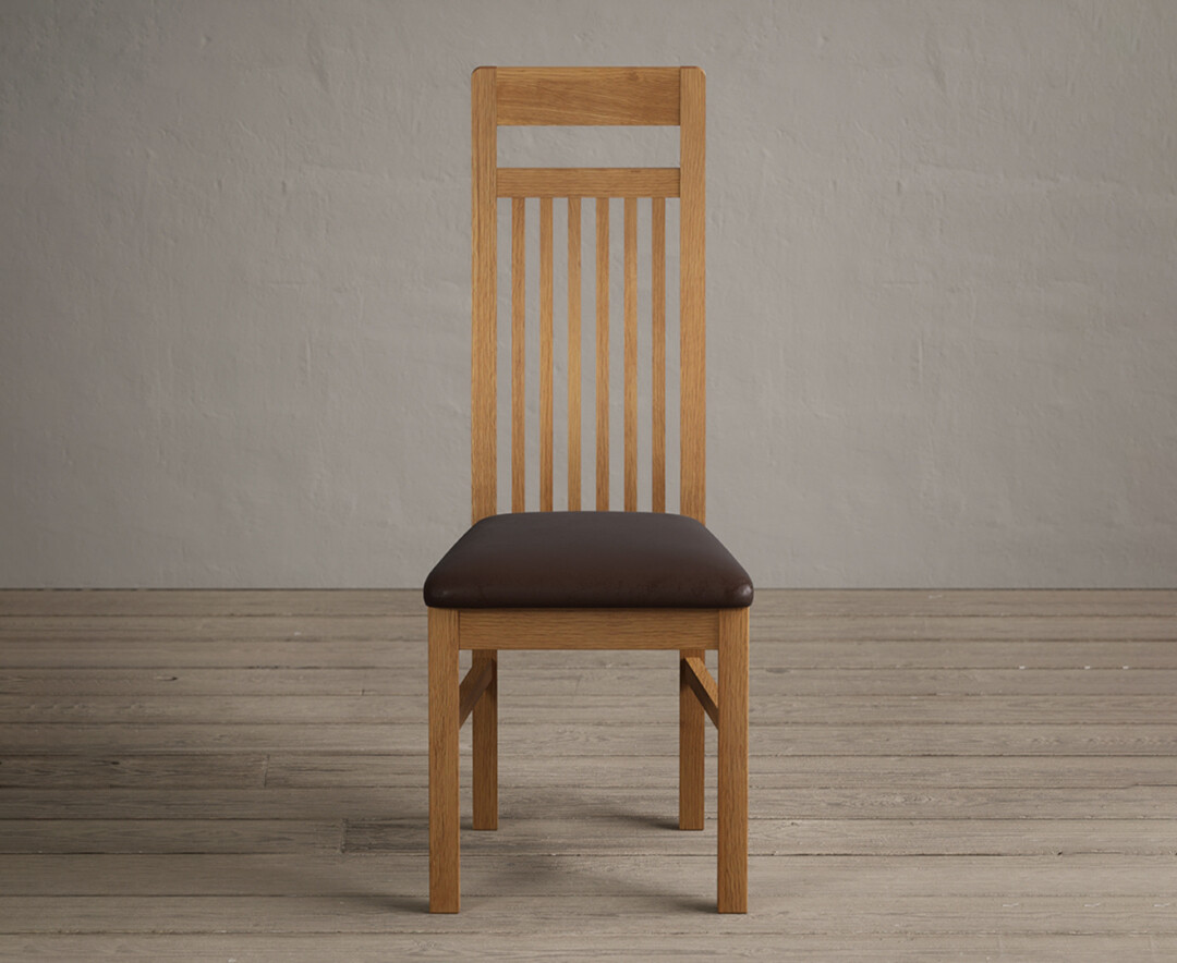 Product photograph of Monroe Solid Oak Dining Chairs With Brown Suede Seat Pad from Oak Furniture Superstore