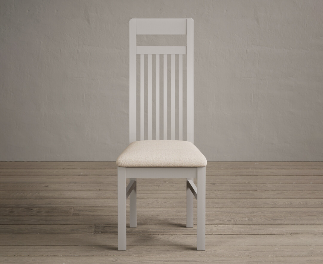 Product photograph of Monroe Soft White Painted Dining Chairs With Linen Fabric Pad from Oak Furniture Superstore