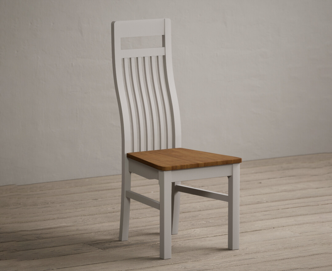 Photo 1 of Monroe soft white painted dining chairs with rustic oak seat pad