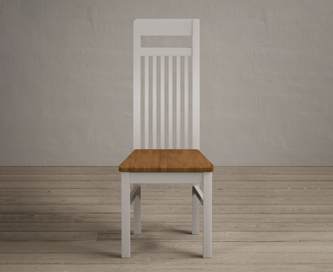 Monroe Soft White Painted Dining Chairs With Rustic Oak Seat Pad