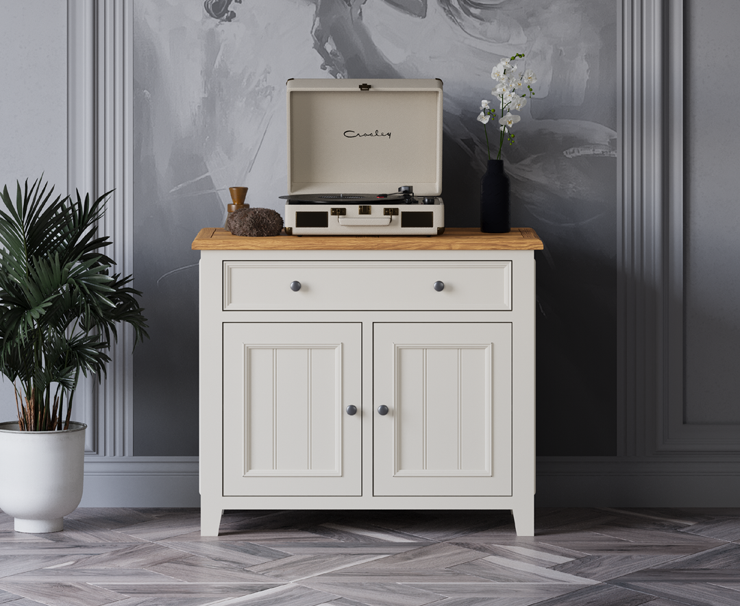 Weymouth Oak and Soft White Painted Small Sideboard