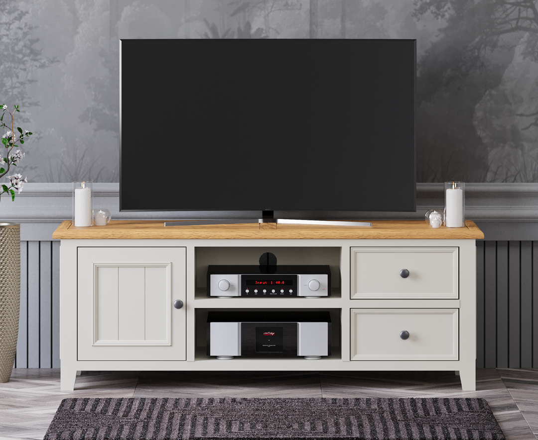 Weymouth Oak and Soft White Painted Super Wide TV Cabinet