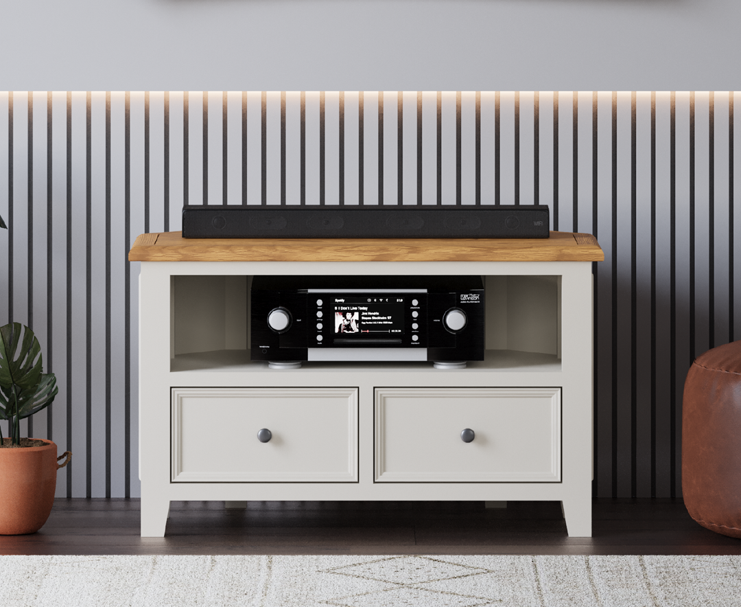 Weymouth Oak and Soft White Painted Corner TV Cabinet