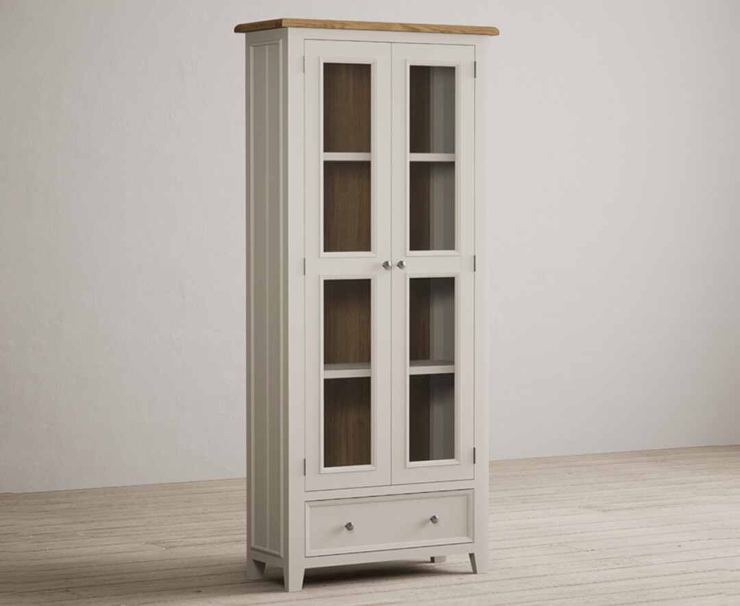 Photo 1 of Weymouth oak and soft white painted glazed display cabinet