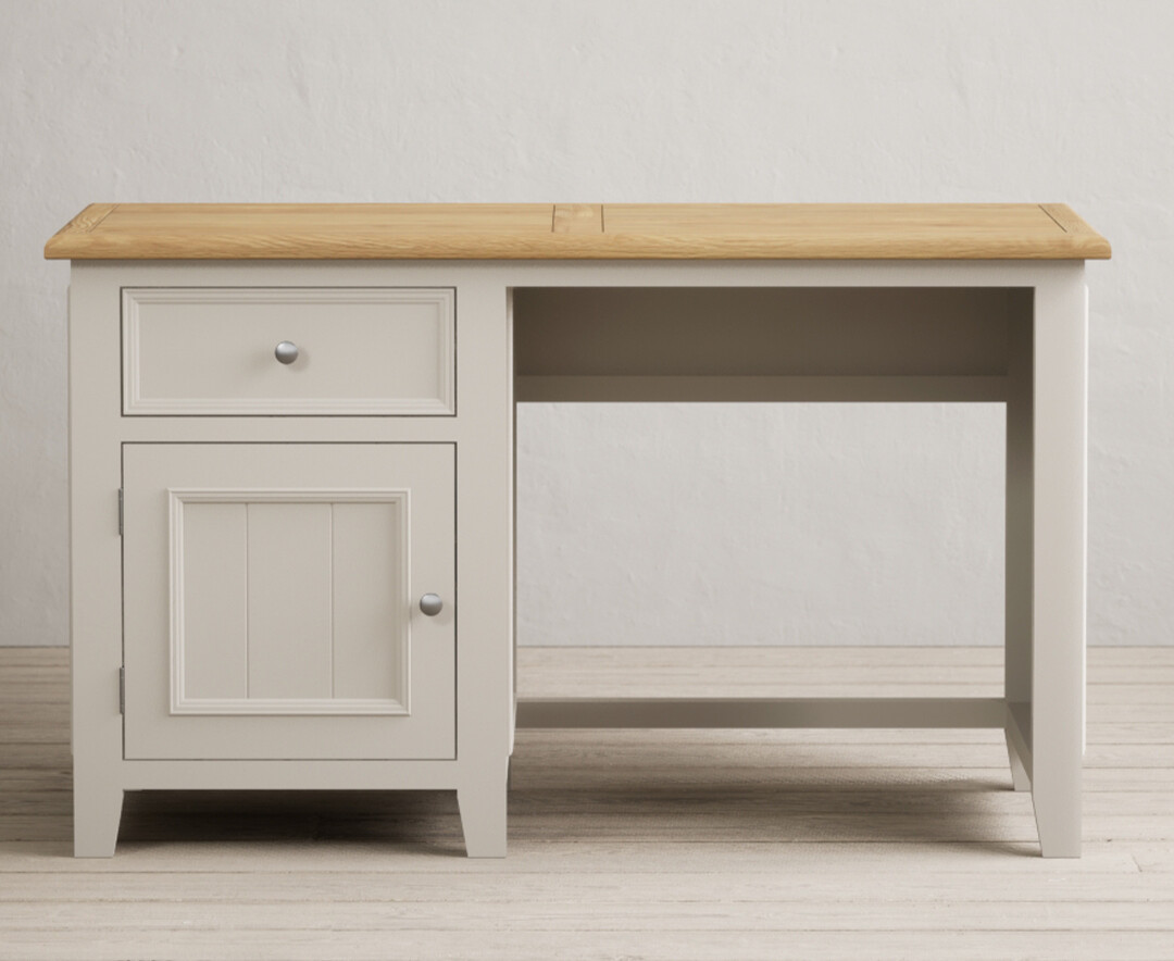 Product photograph of Weymouth Oak And Soft White Painted Computer Desk from Oak Furniture Superstore