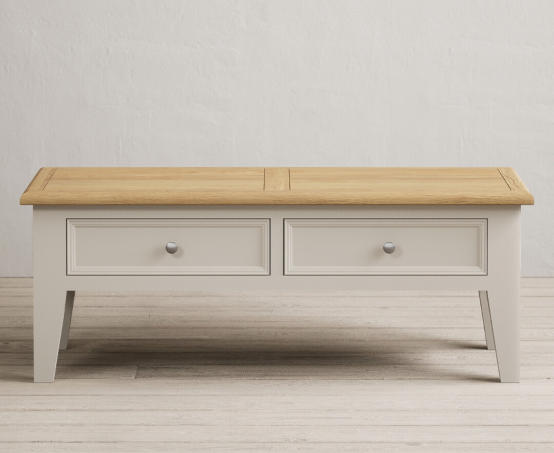 Product photograph of Weymouth Oak And Soft White Painted 4 Drawer Coffee Table from Oak Furniture Superstore