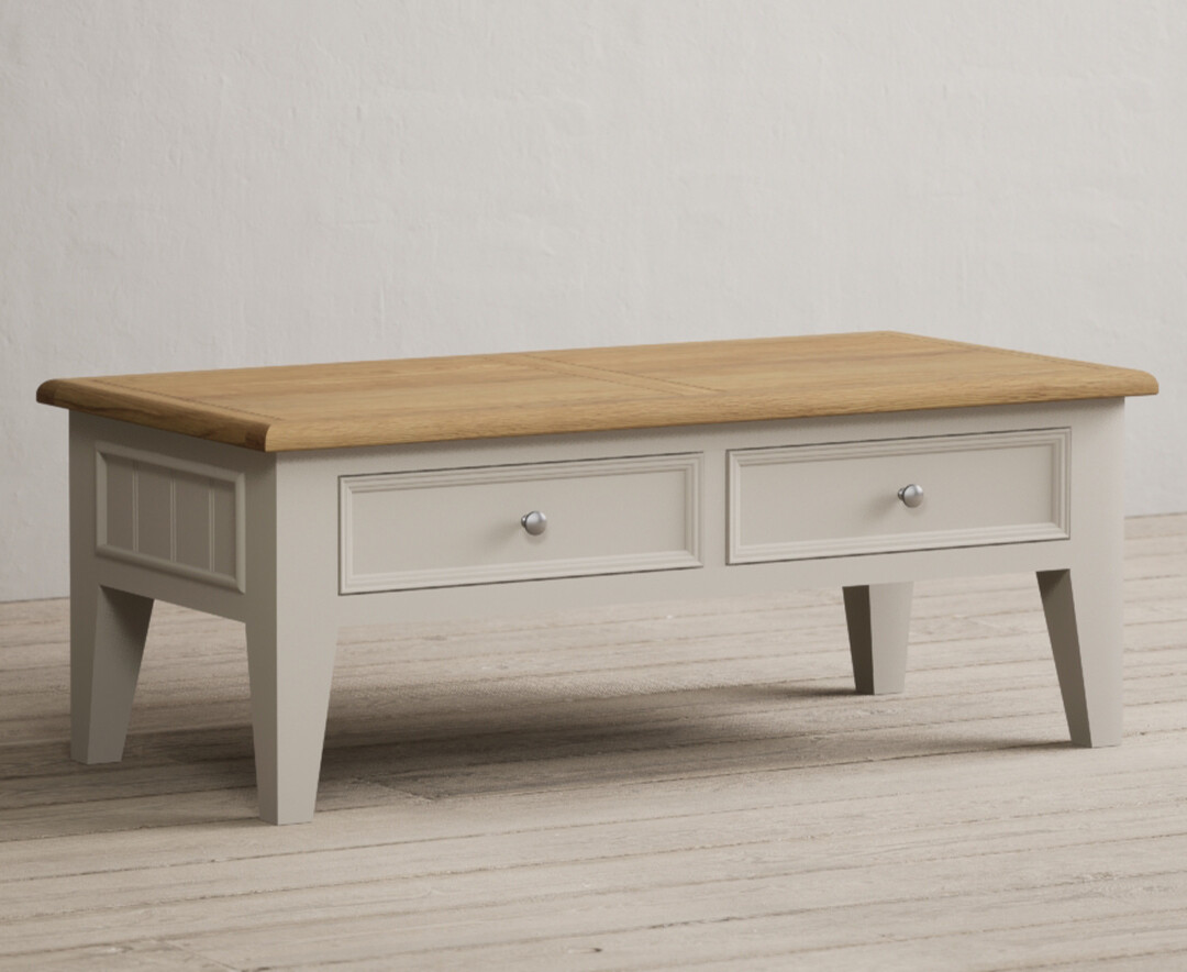 Photo 1 of Weymouth oak and soft white painted 4 drawer coffee table